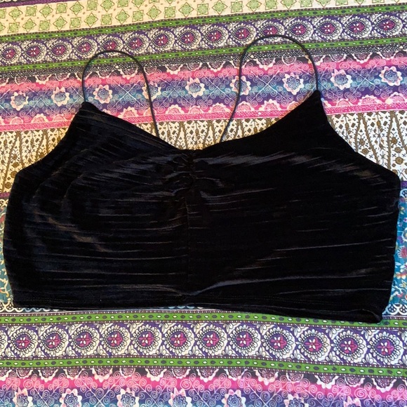 Wild Fable Black Velvet Bralette Crop Tank/Bra - Picture 1 of 3